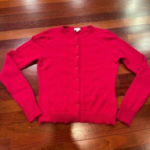 Garnet Hill Essential Cashmere Cardigan Sweater Berry Pink Color Sz S